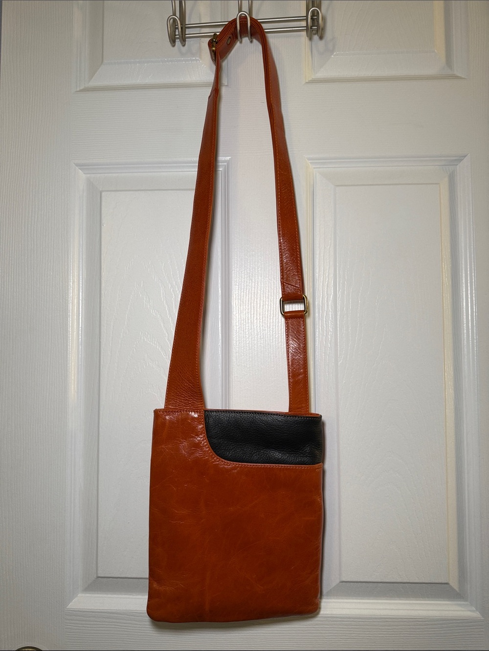 JLP Melbourne Genuine Leather Cognac Crossbody Bag Adjustable